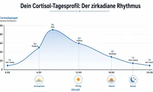 Der Cortisolspiegel schwankt über den Tag. Nach dem Aufwachen steigt er, erreicht am Morgen seinen Höhepunkt und fällt dann ab. Koffein kann diesen natürlichen Rhythmus beeinflussen.