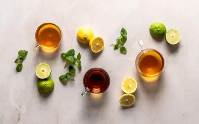 Erfrischender Tee mit Minze, Zitrone und Limette. Die vielseitige Minze verwendung für ein belebendes Getränk.